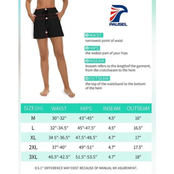 Women's Swim Board Shorts with Zippered Pockets Black NWT Size 2XL - Picture 8 of 9